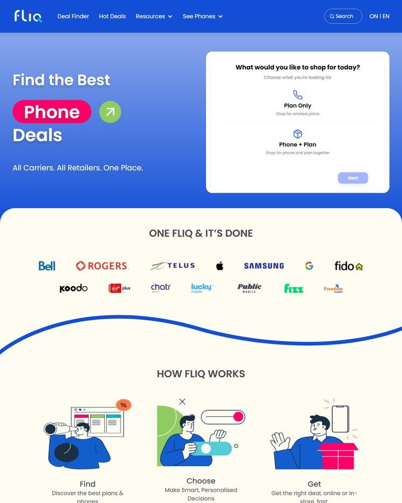 The Fliq home page